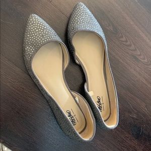 Gray Rhinestone Gem D’orsay Flats